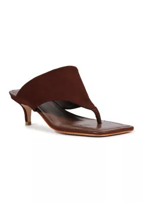 Schutz Women's Sage Mid Stiletto Thong Sandals, Brown, 8.5M | Belk