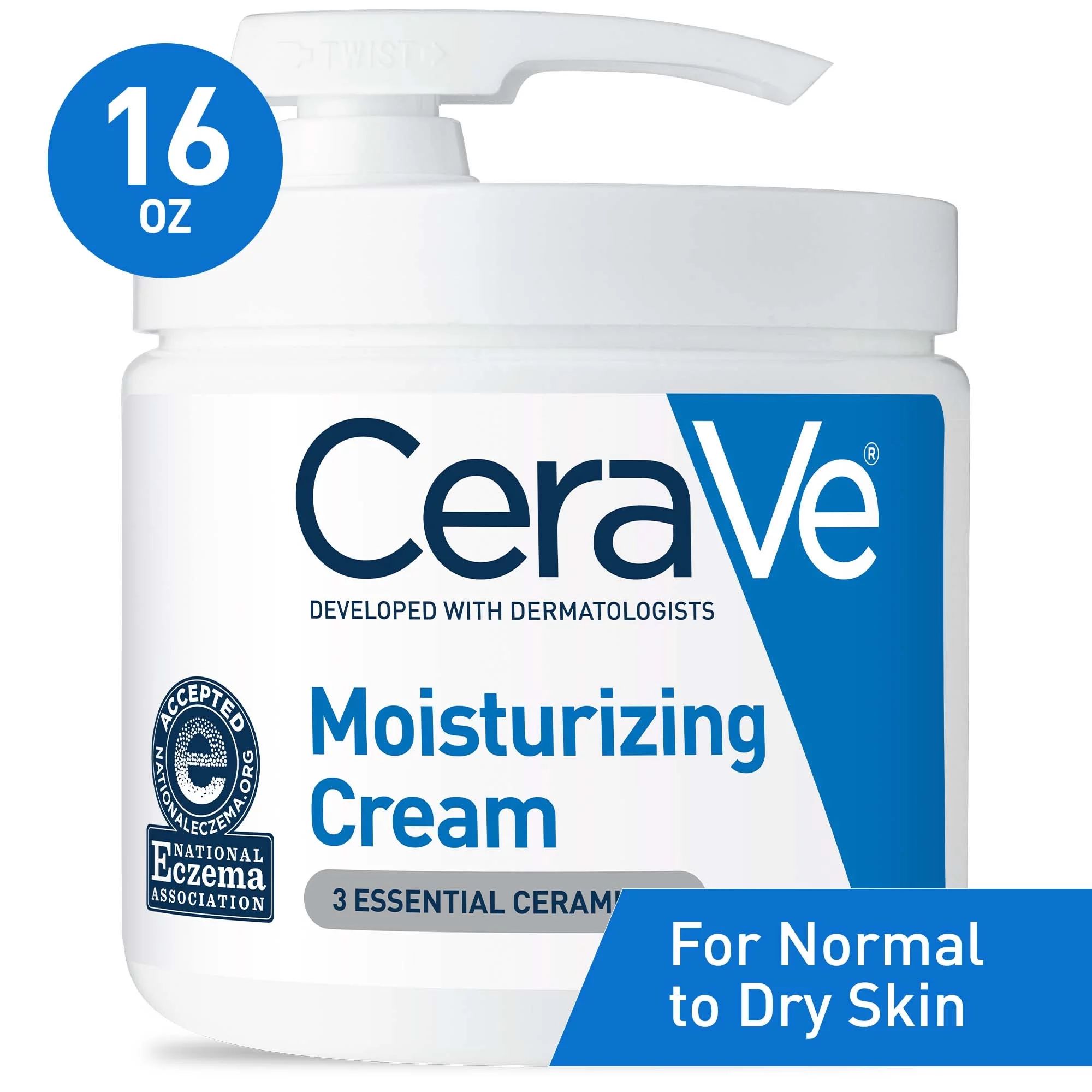 CeraVe Moisturizing Cream with Pump, Face Moisturizer & Body Lotion, Normal to Very Dry Skin 16 o... | Walmart (US)
