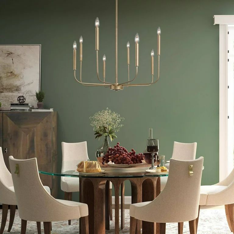 LNC 8-Light Antique Gold Modern Linear Dining Room Chandelier,26.8"D x 26.8"W x 35.4"H | Walmart (US)