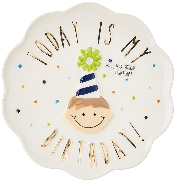 Mud Pie Birthday Boy Celebration Candle Plate, 8 x 8 | Amazon (US)
