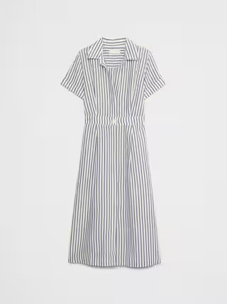 Linen-Blend Midi Shirtdress | Banana Republic Factory