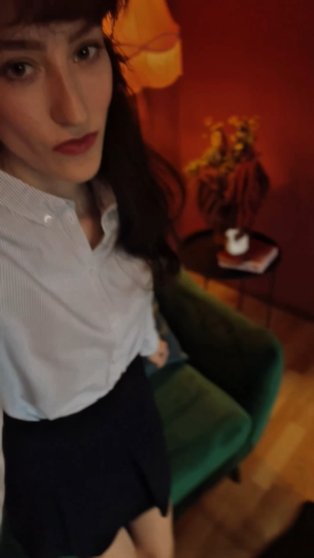 Minimalist feminine pieces, bias skirt, minimalist outfit, chic outfit, wearable elegance, striped shirt, blue and white stripe shirt, mini skirt, French style, Parisian style, salon, tea room, stand lamp, velvet couch, porcelain swan

#LTKSaleAlert #LTKHome #LTKSeasonal