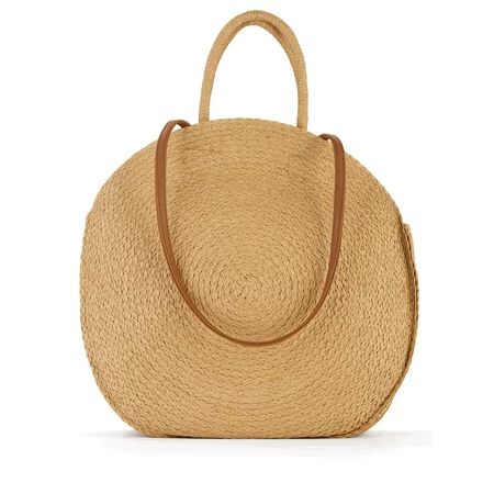 Time & Tru - Time & Tru Straw Circle Tote - Walmart.com | Walmart (US)