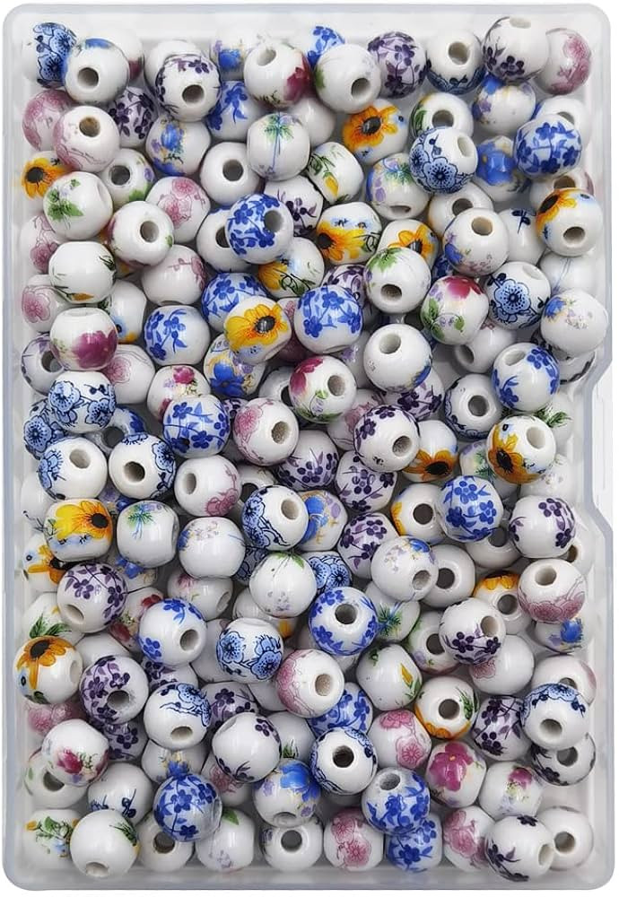 INSPIRELLE 180 Pieces Porcelain Beads Chinese Round Ceramic Beads 8mm for Handmade Jewelry Making... | Amazon (US)
