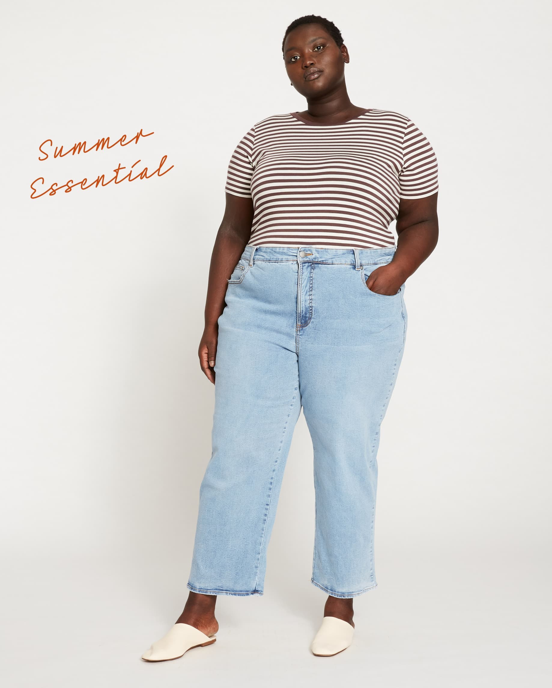 Etta High Rise Straight Leg Jeans 28 Inch - Distressed Light Blue | Universal Standard