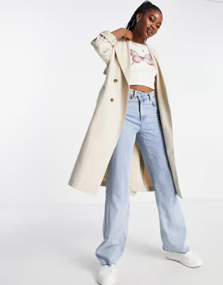 Stradivarius trench coat in light stone | ASOS (Global)