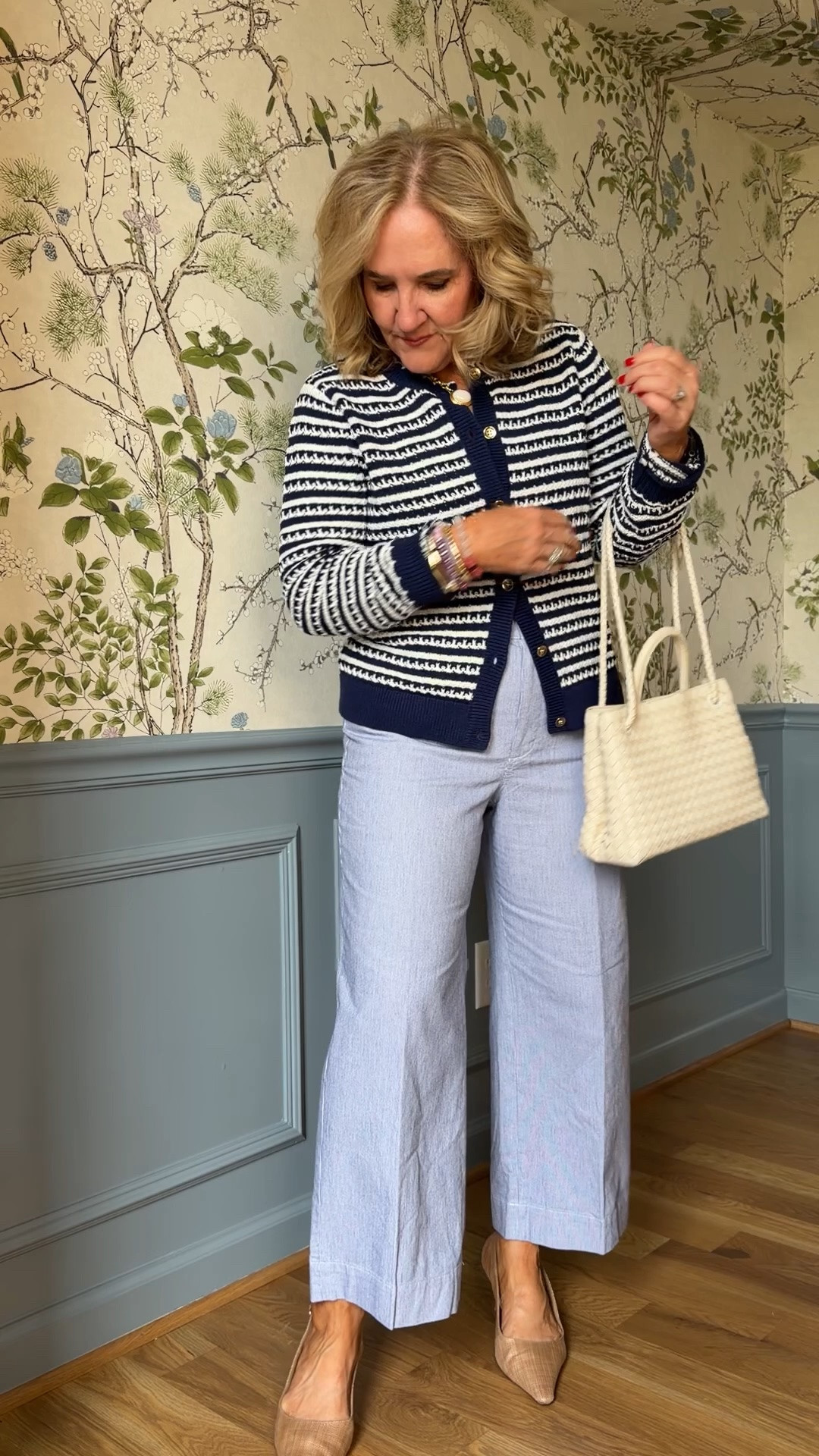 Blue stripe pants 28 reg 
Blouses and sweaters medium 
Lightweight jeans 29 reg run small so size up if inbetween 
Every jeans size 28
Black gauze 8/med petite 
Skirt size medium

#LTKSaleAlert #LTKOver40 #LTKPetite