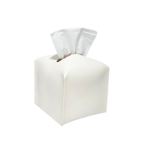Tissue Box Cover, Upgraded PU Leather Square White Fashion Facial Paper Box Holder for Bathroom V... | Walmart (US)