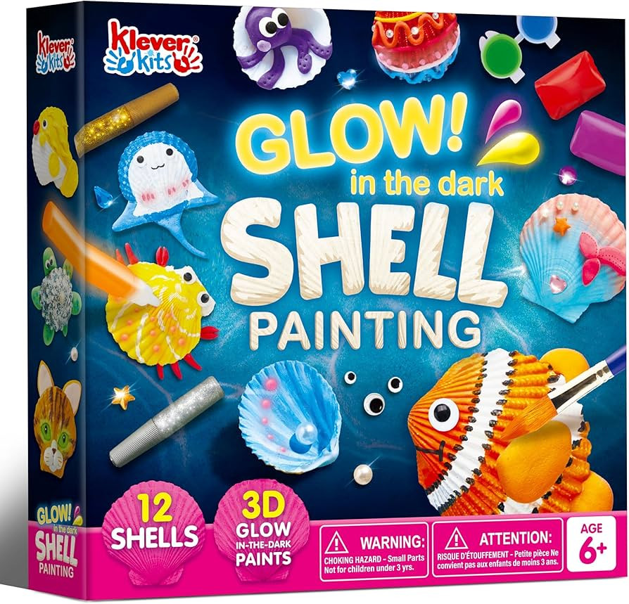 Klever Kits 12 Kids Sea Shell Painting Kit-Glow in The Dark-Arts & Crafts for Boys and Girls Ages... | Amazon (US)