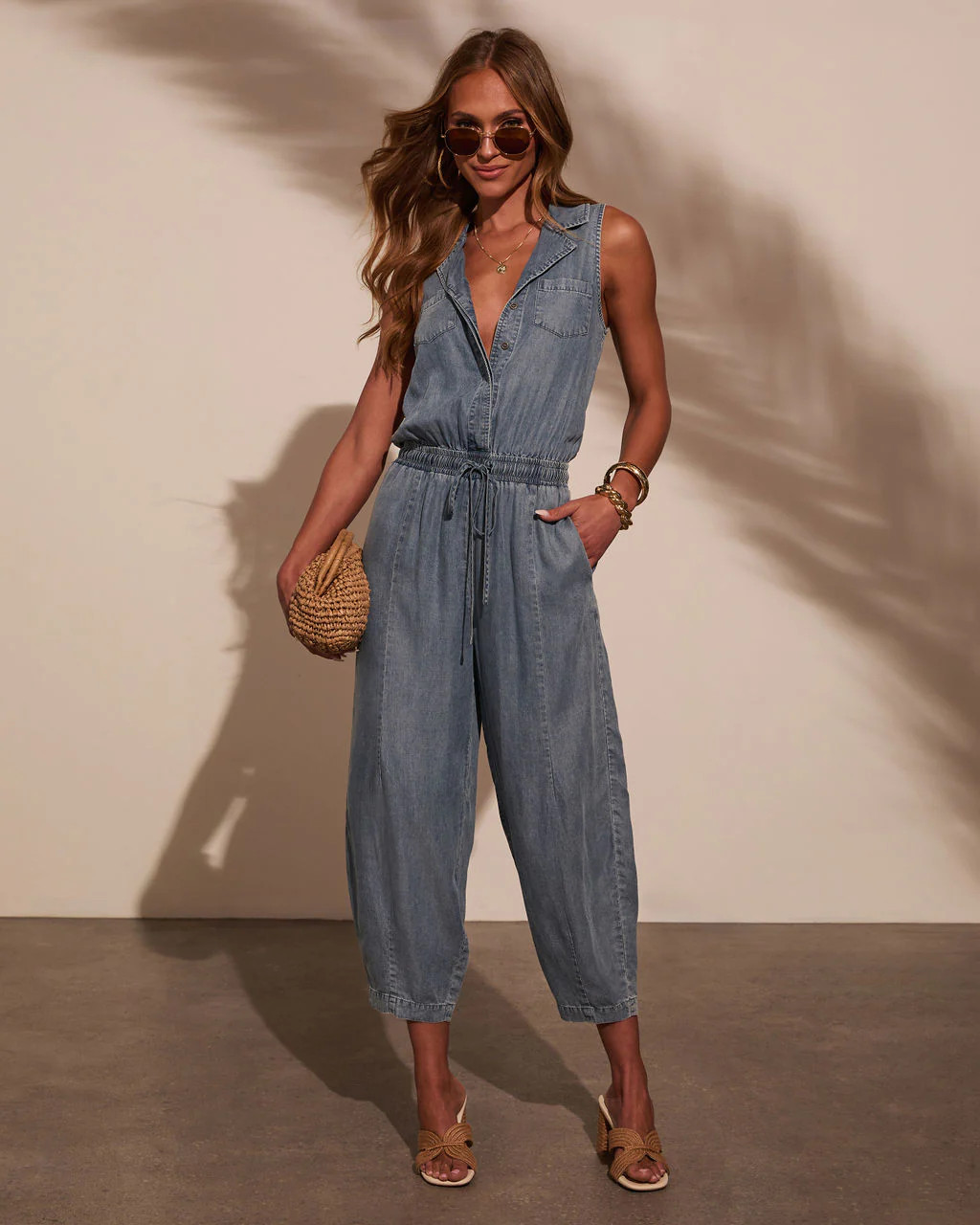 Hollie Drawstring Denim Jumpsuit | VICI