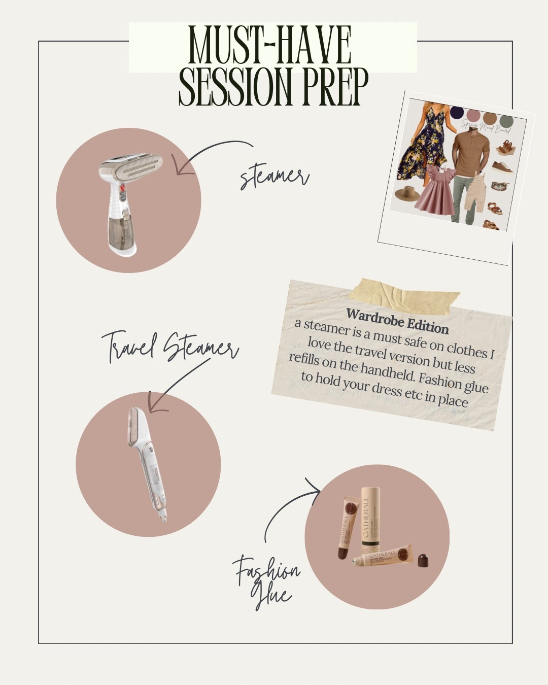 Session prep #1 must have…A STEAMER. I love the travel version but the larger handheld is less trips to refill the water tank. Runner up fashion glue, perfect if you need to hide bra straps, or seal space between buttons etc. works easier than tape and lasts!! 

#LTKStyleTip