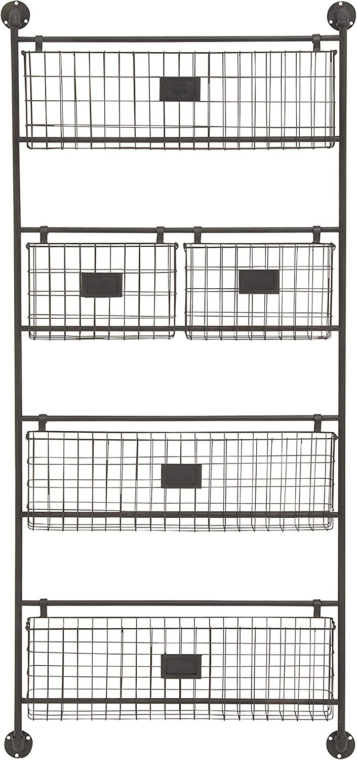 Deco 79 Metal Tall Wire 5 Slot Magazine Rack Holder with Suspended Baskets and Label Slots, 27" x... | Amazon (US)