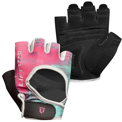 Lift Tech Fitness Elite Workout Gloves for Women - Gym Gloves for Women Into Weights, HIIT, Strength Training - Female Weightlifting Gloves with Full Palm Protection - Pink & Teal, L | Amazon (US)