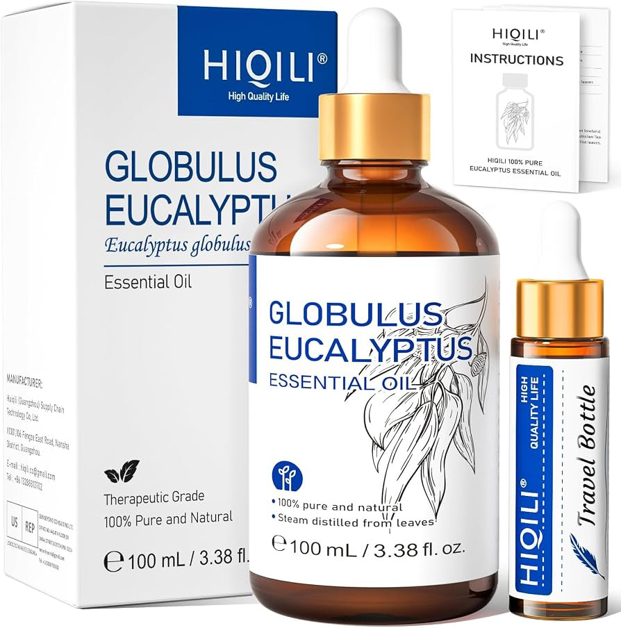 HIQILI 100ML Eucalyptus Essential Oil for Spray, Diffuser & Skin, 100% Pure Undiluted - 3.38 Fl O... | Amazon (US)