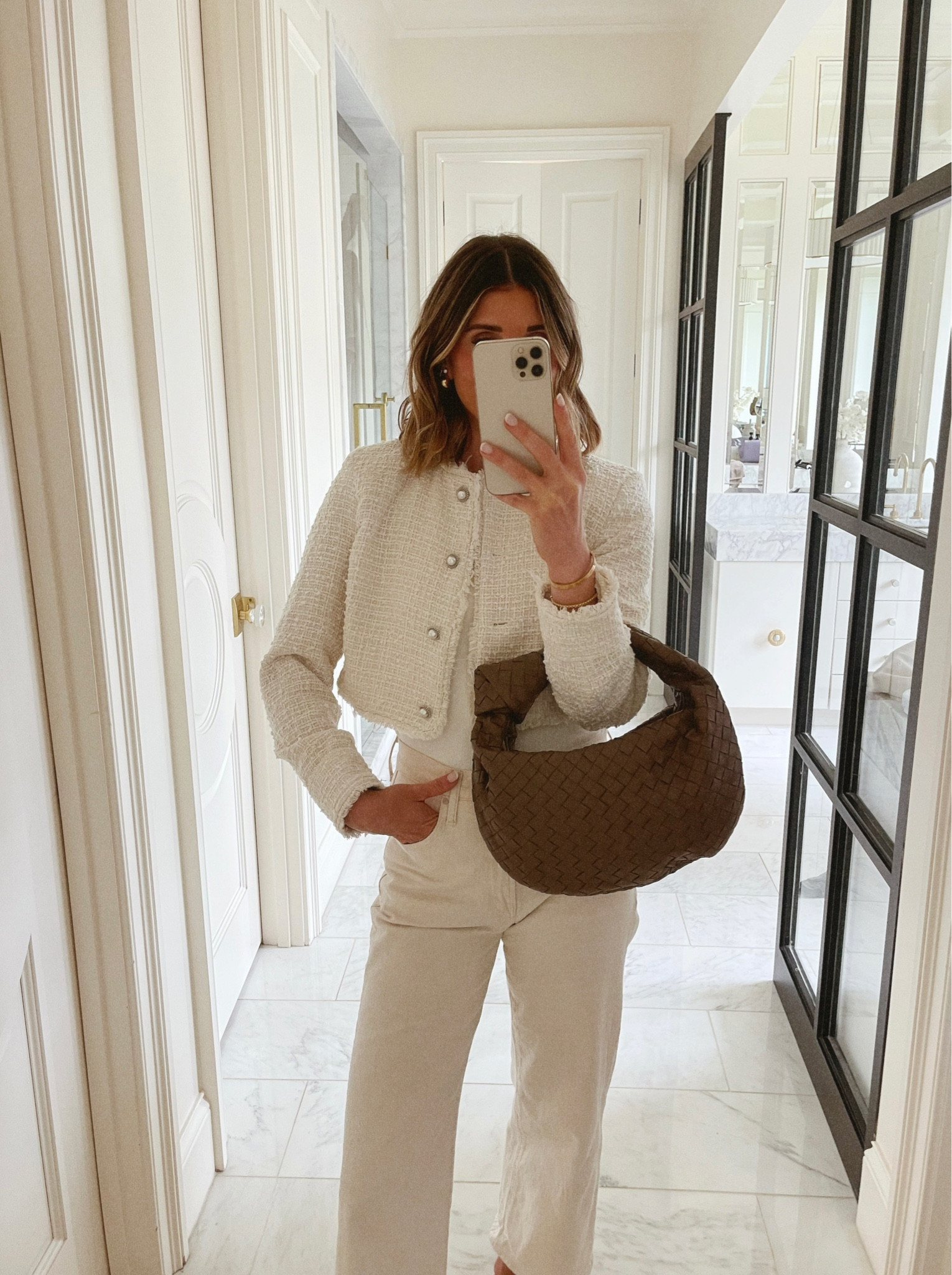 This tweed jacket is an H&M find! I'm wearing size small