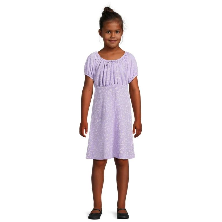 Wonder Nation Girls Short Sleeve Crinkle Peasant Dress, Size 4-18 & Plus | Walmart (US)