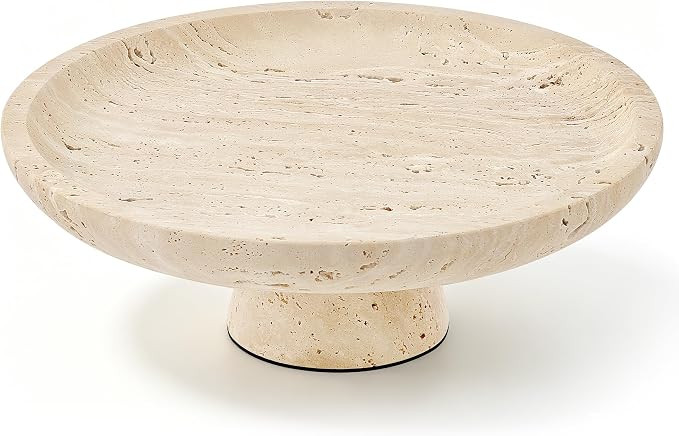 Natural Travertine Fruit Bowl with Stone Pedestal Modern 10.2" | Amazon (US)