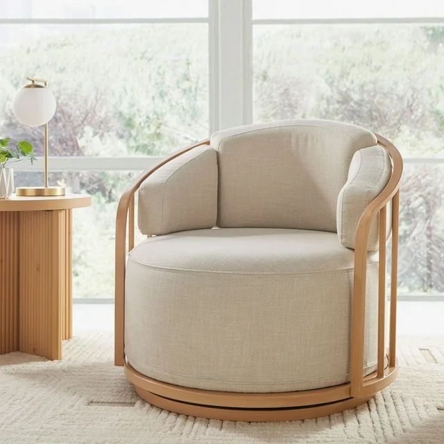 Better Homes & Gardens Lillian Swivel Birdcage Chair, Natural Pine | Walmart (US)