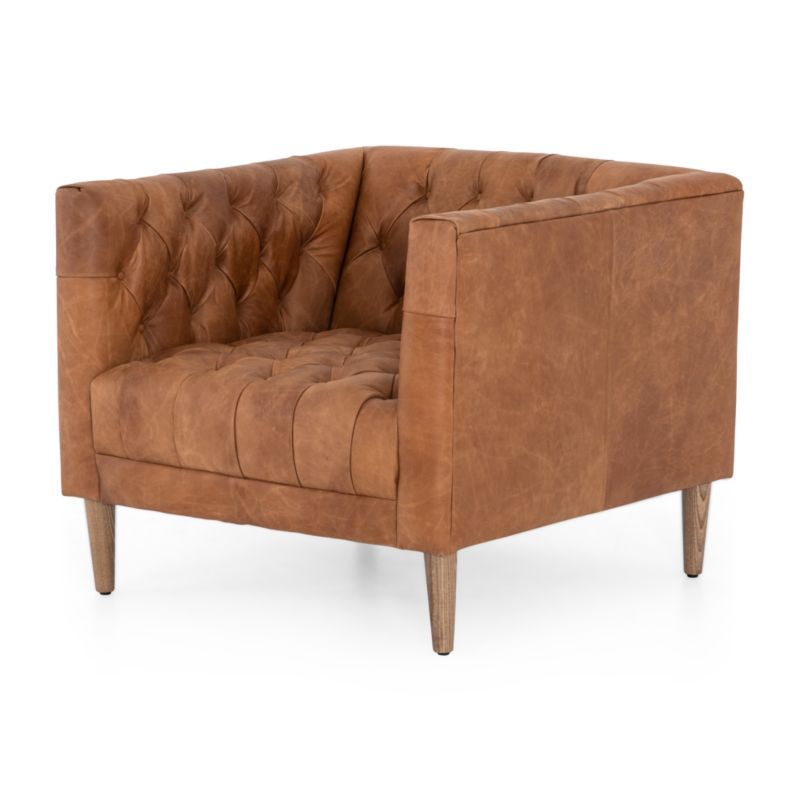 Rollins Leather Button Tufted Chair | Crate & Barrel