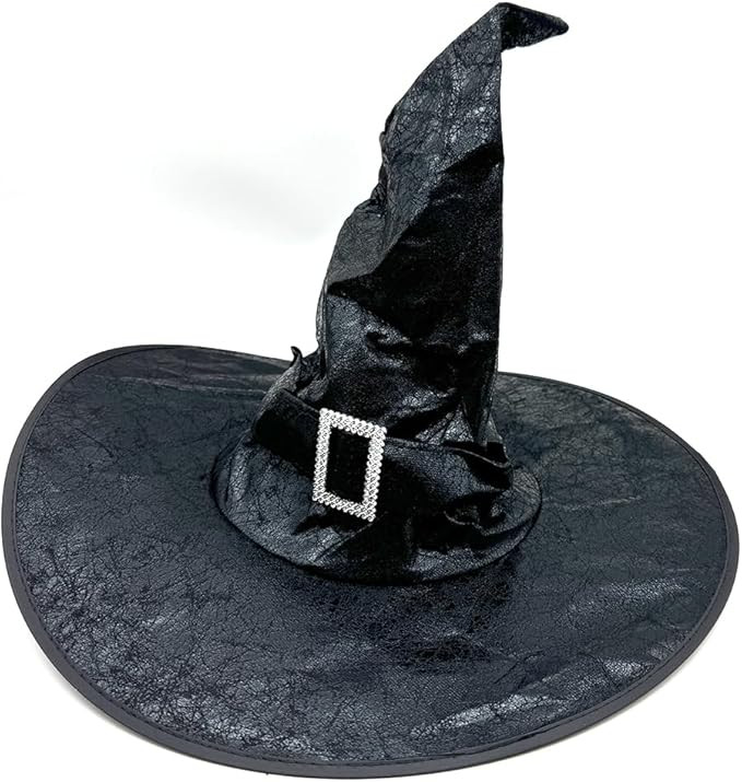 JXITON Halloween Witch Hat Black Costume Witches Hats with Buckle Faux Leather Witch Hat for Wome... | Amazon (US)