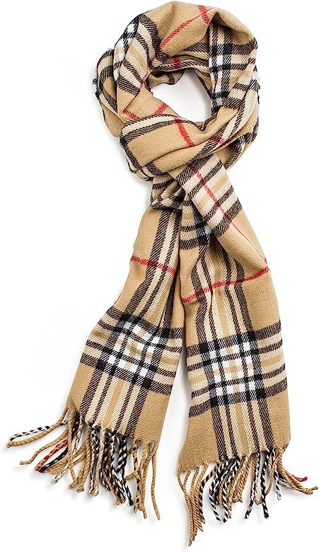 Veronz Soft Classic Cashmere Feel Winter Scarf, White/Red Plaid at Amazon Women’s Clothing stor... | Amazon (US)