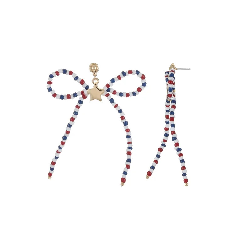 Way to Celebrate Americana Beaded Bow Earrings | Walmart (US)