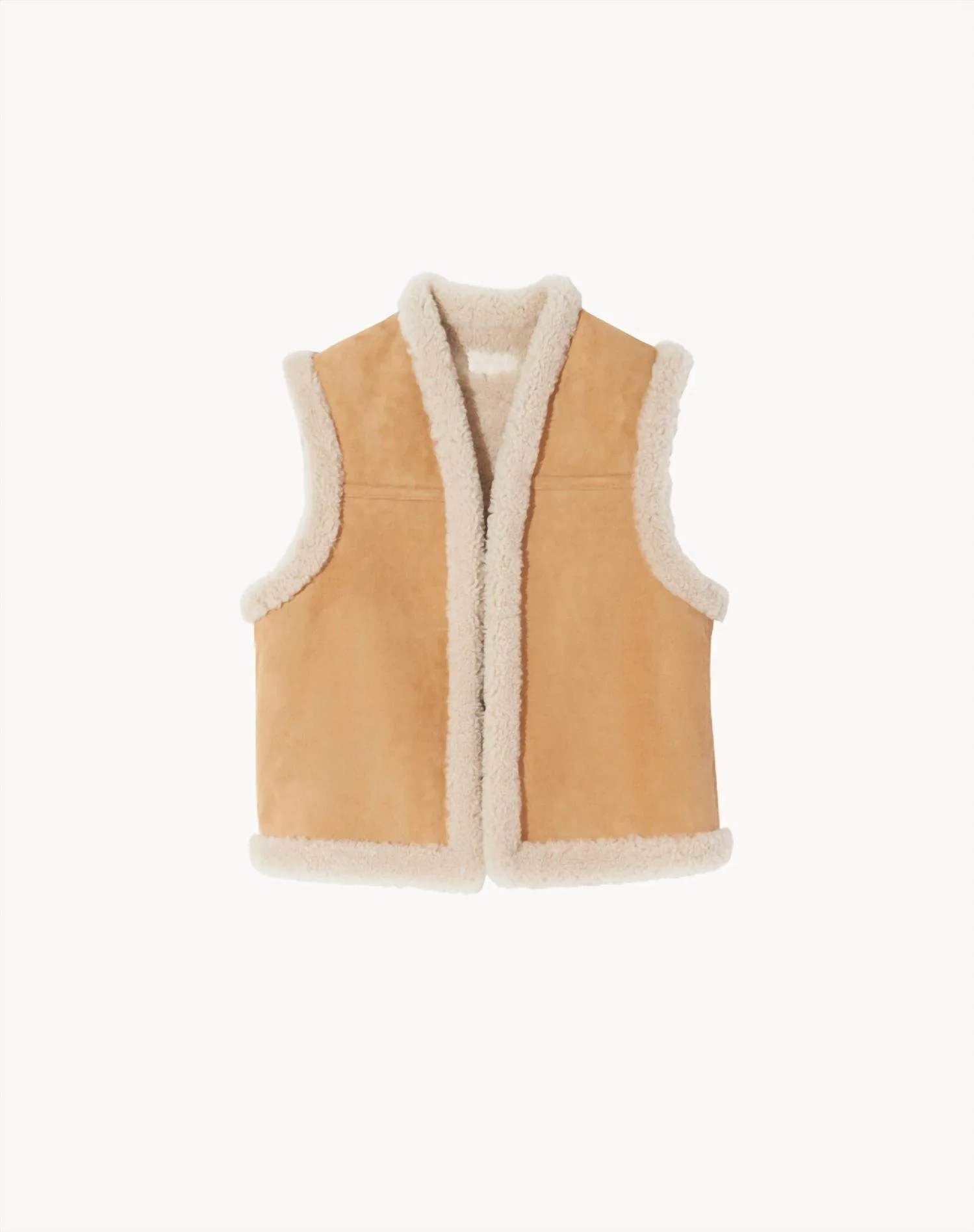 Jesse Shearling Vest In Beige | Shop Simon