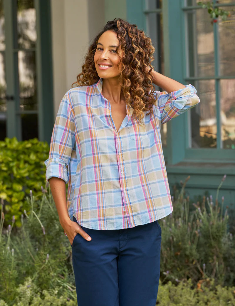 EILEEN Blue and Orange Plaid, Casual Cotton | Frank & Eileen