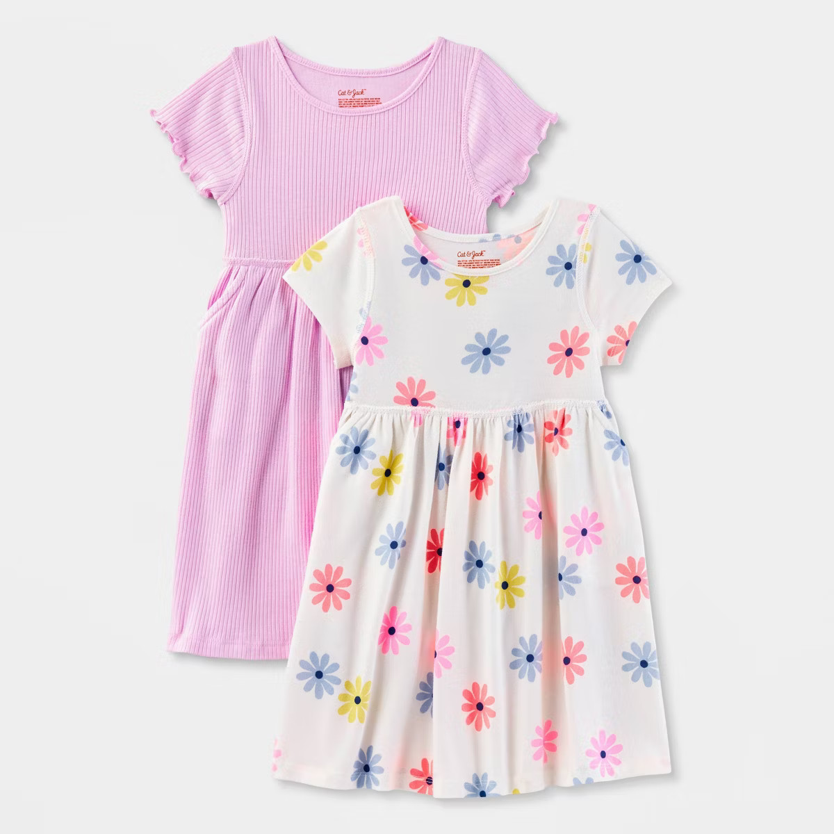 Girls' Adaptive Short Sleeve 2pk Knit and Ribbed Dress with Abdominal Access - Cat & Jack™ Crea... | Target