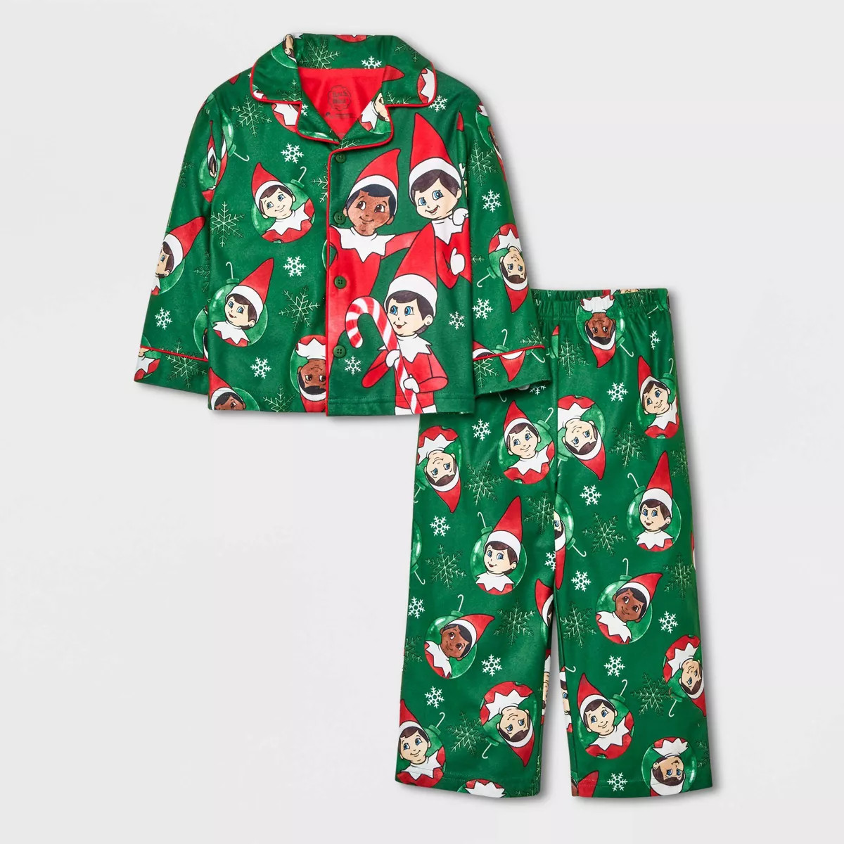 Toddler The Elf on the Shelf Holiday Coat Pajama Set - Green | Target