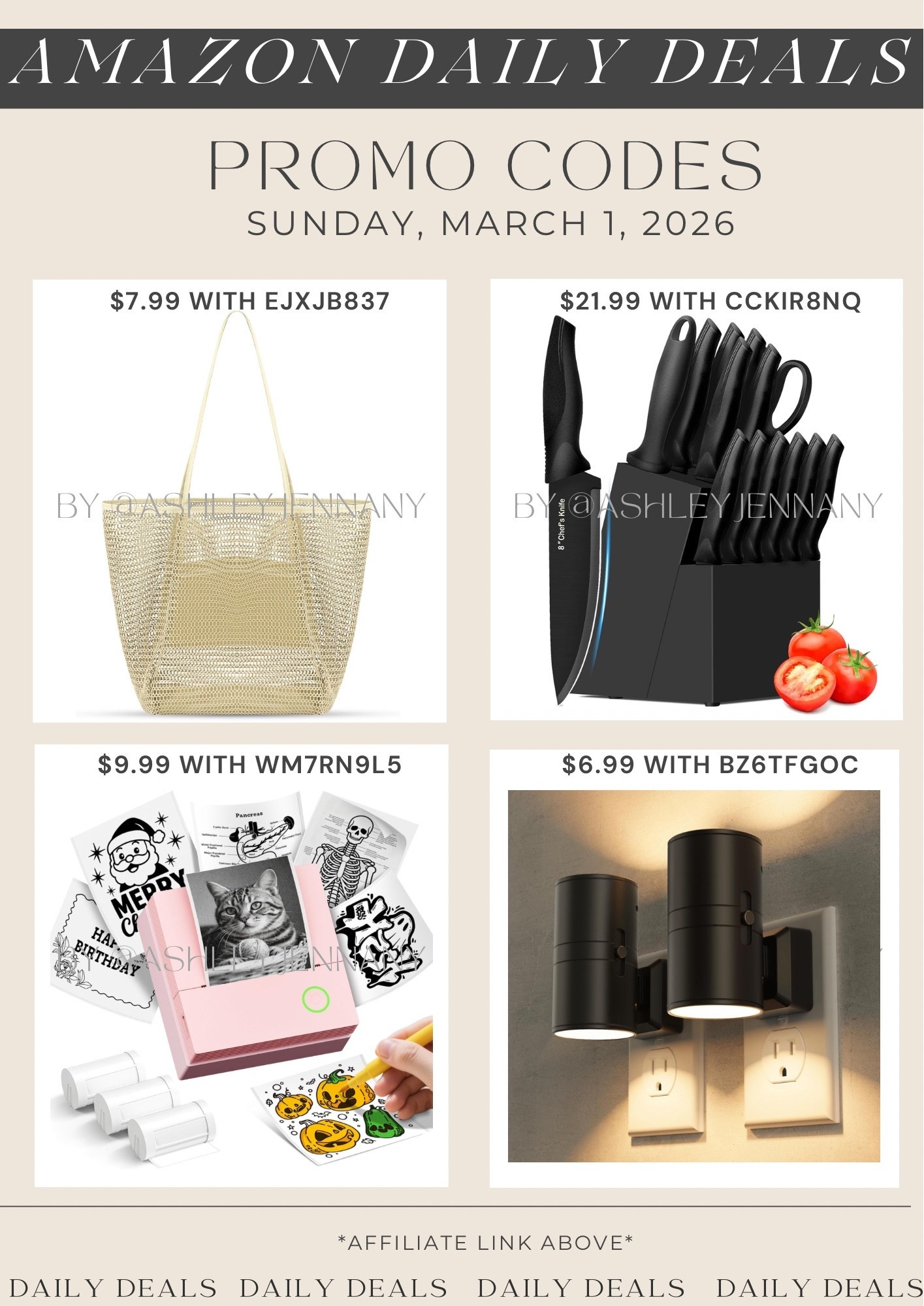 Amazon deals on this beach bag, kitchen, knife, set, sticker, printer, and nightlights 

#LTKHome #LTKSeasonal #LTKSaleAlert