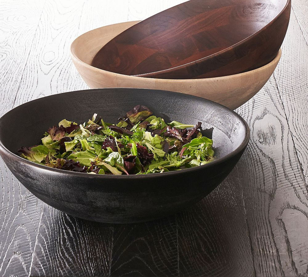 Chateau Wood Handcrafted Salad Bowls | Pottery Barn (US)
