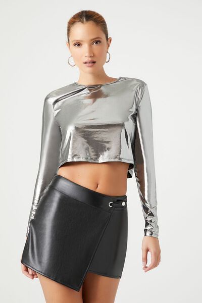 Boxy Metallic Crop Top | Forever 21 (US)