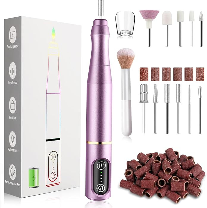 Cordless Nail Drill Electric Nail File Kit, Rechargeable Efile Set, Portable Acrylic Gel Nail Pol... | Amazon (US)