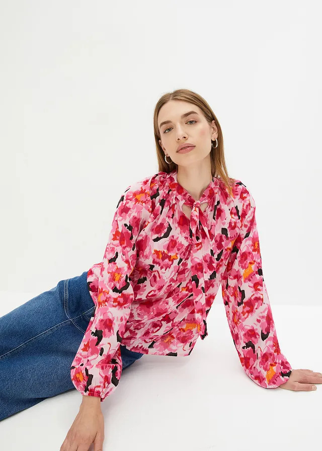 Chiffon blouse met strik pink | Bonprix NL (Influencer)