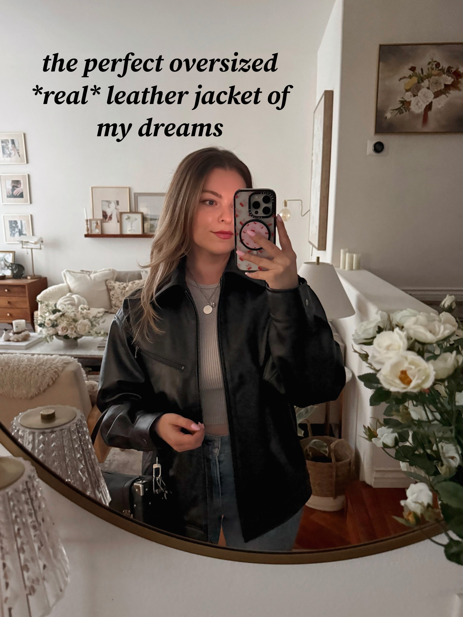 After searching for literal *months* for a beautiful, yet affordable real leather jacket, I finally found THE one! 
It’s perfectly oversized, smells amazing, and is such good quality. It also won’t break the bank for what you’re getting. I almost want to get it in brown too 👀 

#LTKU #LTKSeasonal #LTKStyleTip
