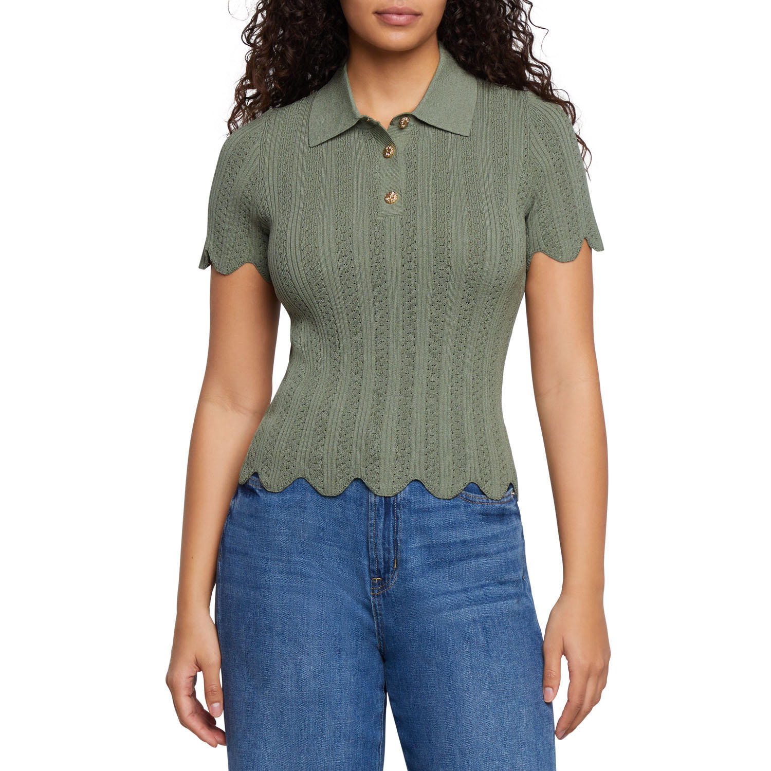 Express Women's Pointelle Polo OliveS:- S, Olive | Sam's Club