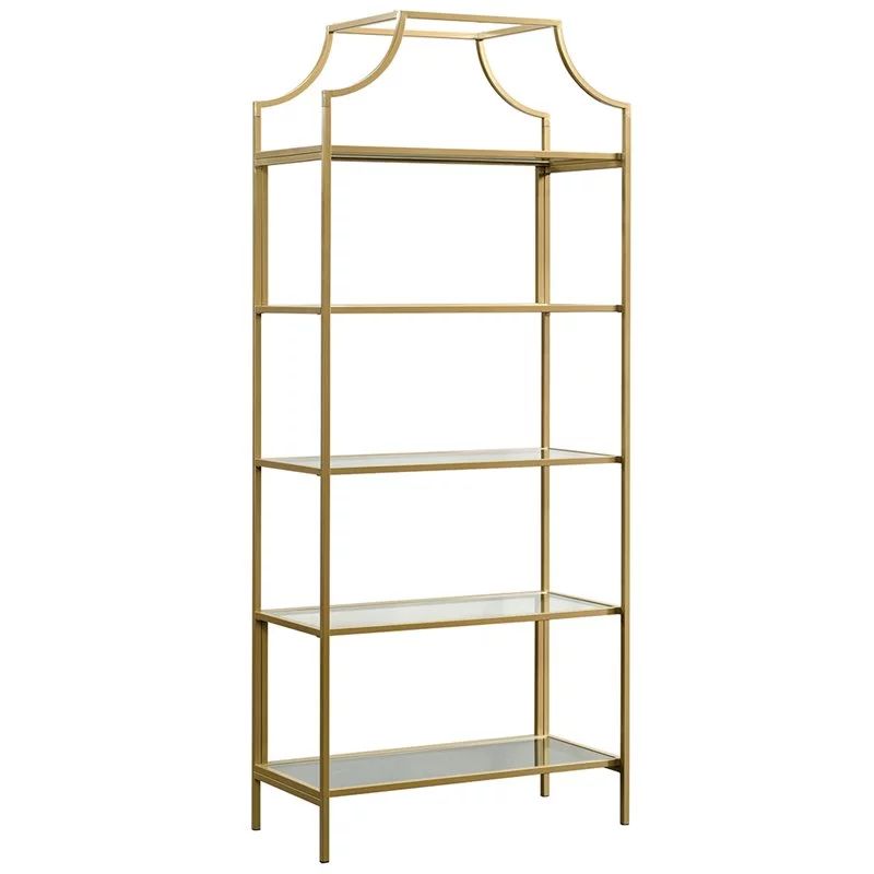Pemberly Row 5 Shelf Metal Bookcase in Satin Gold - Walmart.com | Walmart (US)