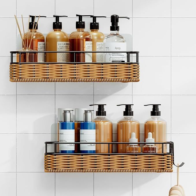 Gusio Shower Caddy Bathroom Organizer and Storage, Hand-made Woven Shower Shelves for Inside Show... | Amazon (US)