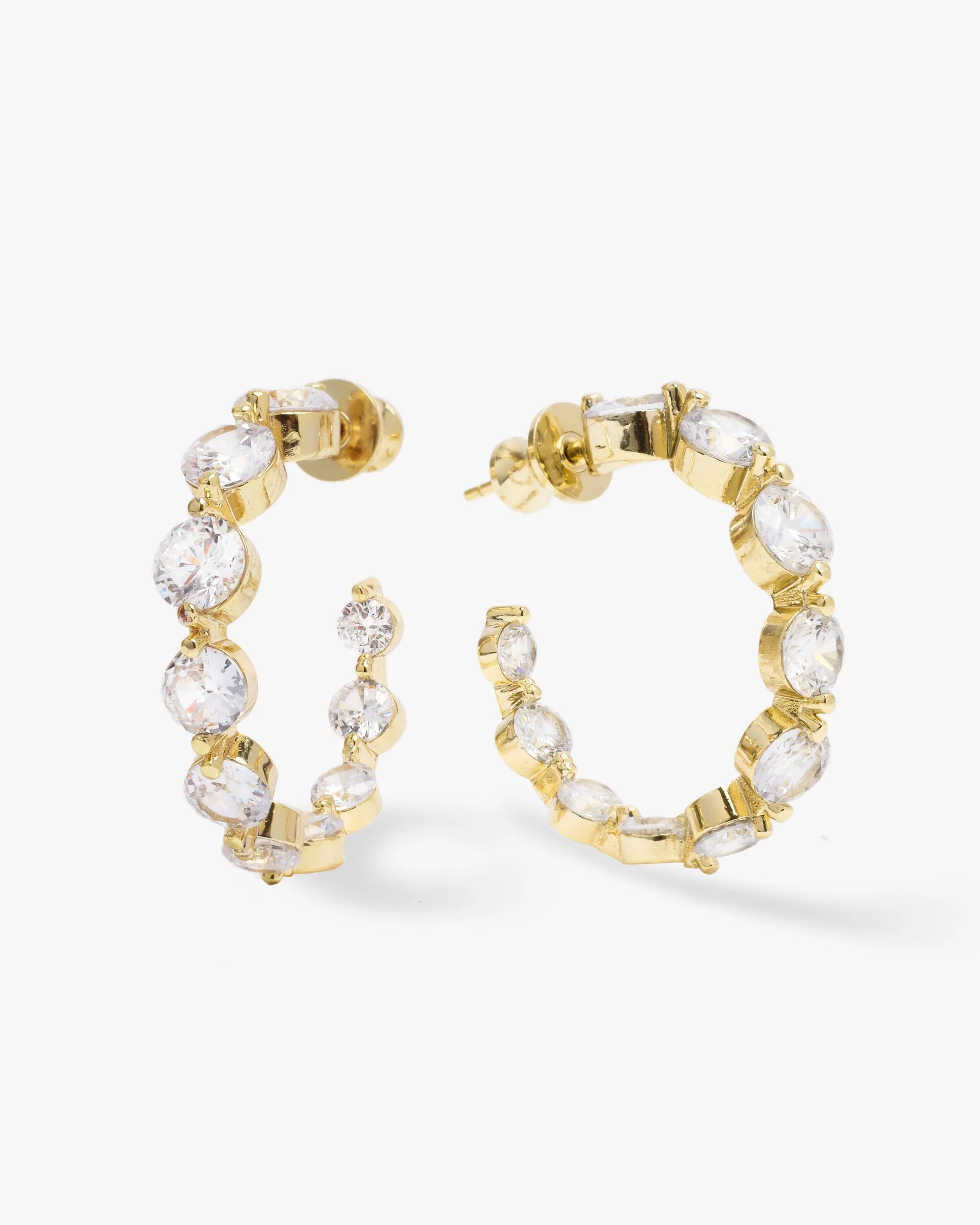 She's an Icon Hoops .75" - Gold|White Diamondettes | Melinda Maria