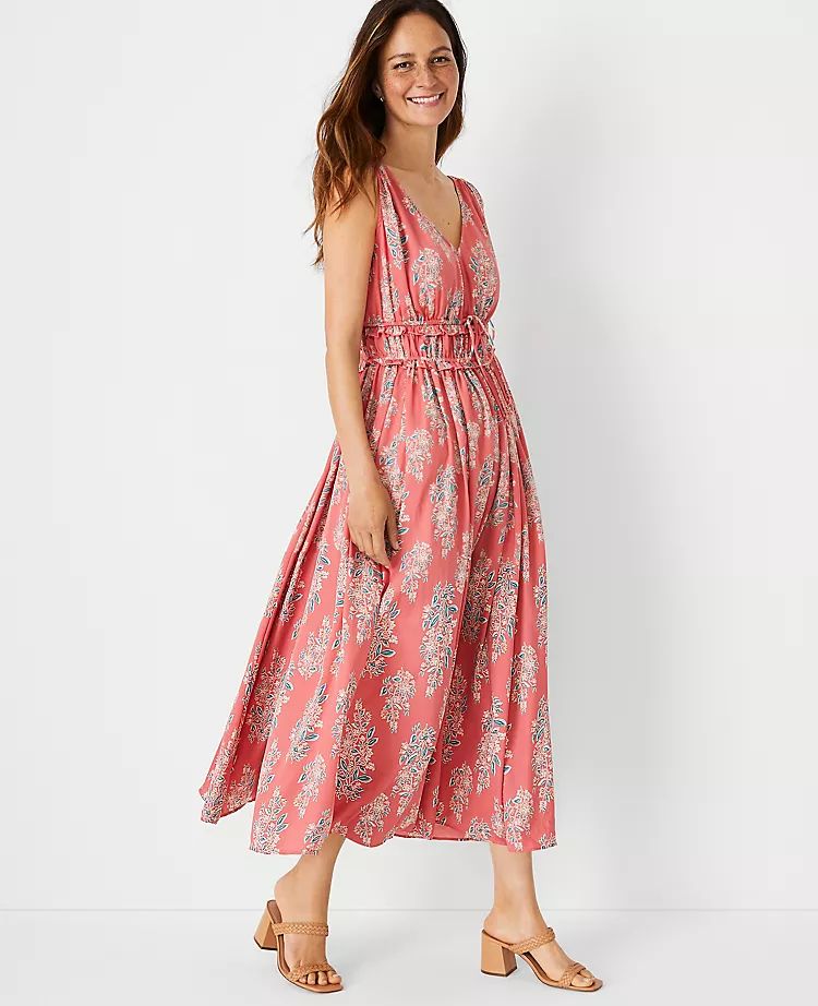 Floral Gathered Waist Maxi Dress | Ann Taylor | Ann Taylor (US)