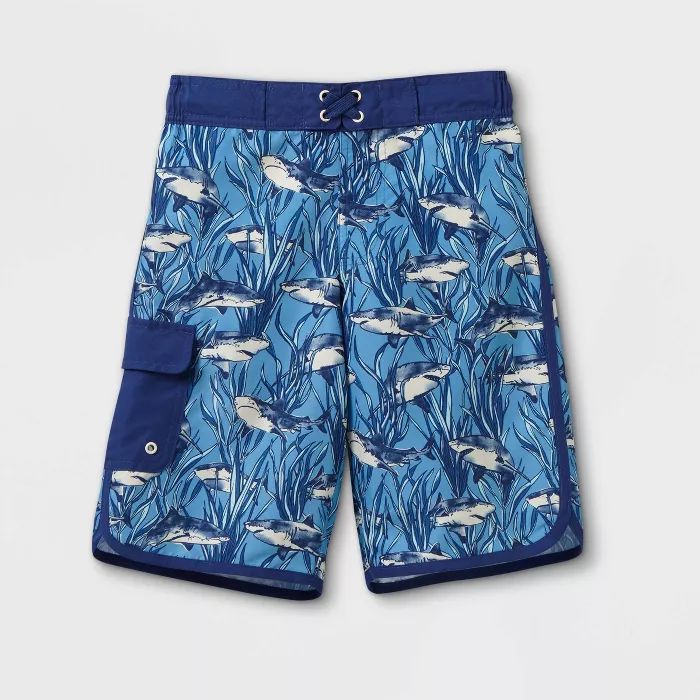 Boys' Shark Print Swim Trunks - Cat & Jack™ Blue | Target