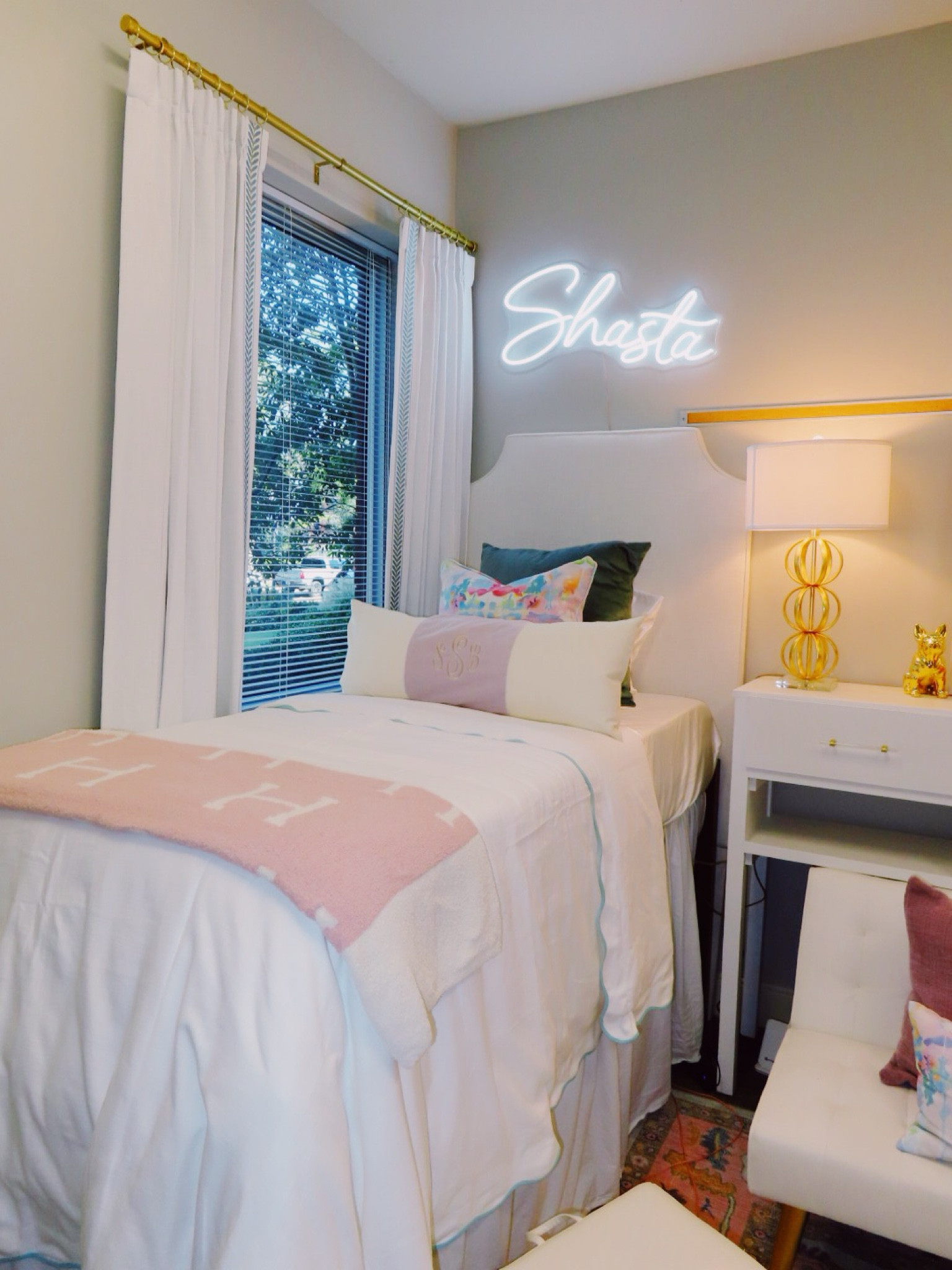 home for the next 9!!! comforter and front bolster pillow is Laura Park and middle design pillow is MK Decker! curtain length is 40x95!!! #LTKBacktoSchool 

#LTKHome #LTKStyleTip