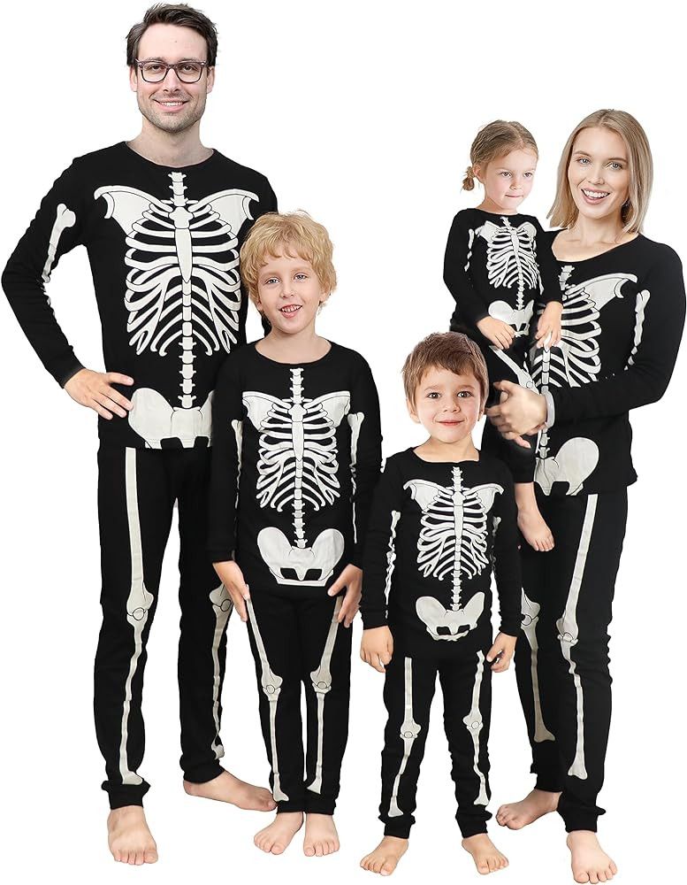 Matching Family Pajamas Christmas Sleepwear Cotton Holiday Skeleton Halloween 2023 Pjs | Amazon (US)