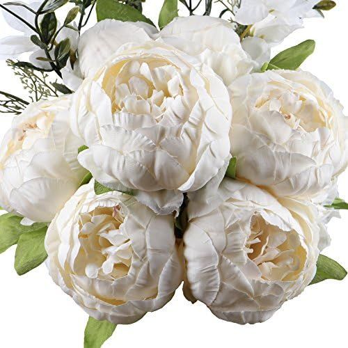 Amazon.com: Leagel Fake Flowers Vintage Artificial Peony Silk Flowers Bouquet Wedding Home Decor... | Amazon (US)