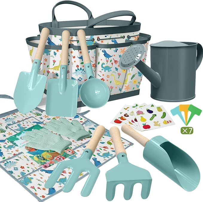 Kids Gardening Set 14Pcs Gardening Tools for Kids with Tote Bag,Watering Can, Shovel, Apron, Gard... | Amazon (US)