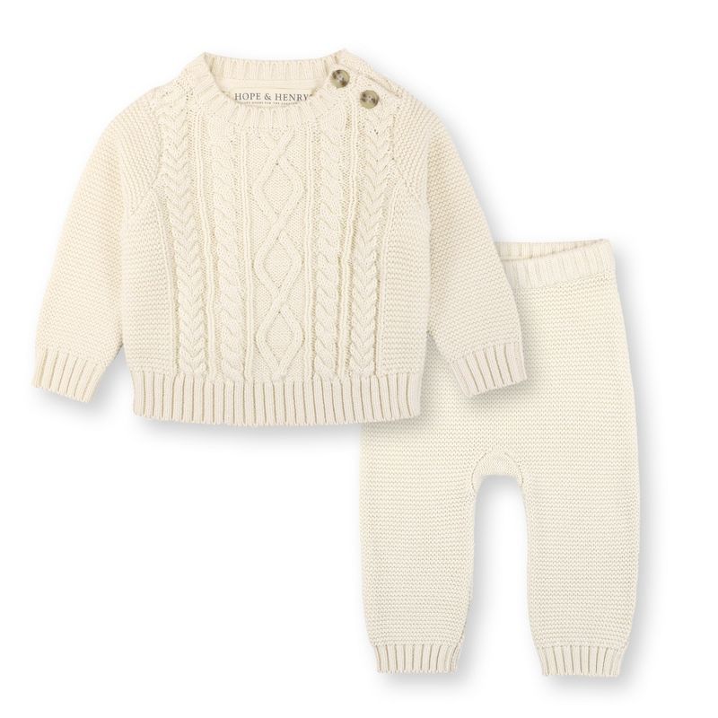 Hope & Henry Layette Baby Long Sleeve Cable Sweater and Legging Set, Infant | Target