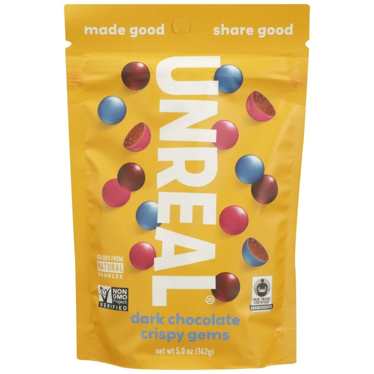 Unreal Crispy Quinoa Chocolate Gems Dark Chocolate, 5 Oz | Walmart (US)