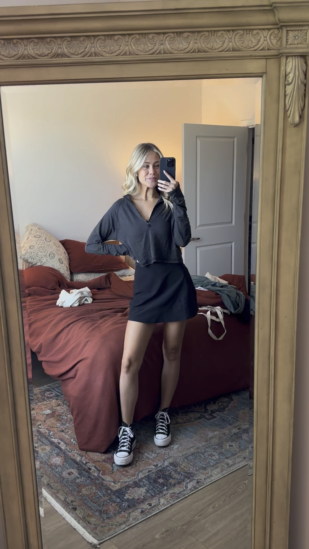 Lululemon half zip: xs mens 
(Had it hemmed to crop!)
Alo dress: XXS 
Converse 




#lululemon #alo #aloyoga #fitoutfit #fitnessdress #athleticdress #converse 

#LTKfitness #LTKVideo