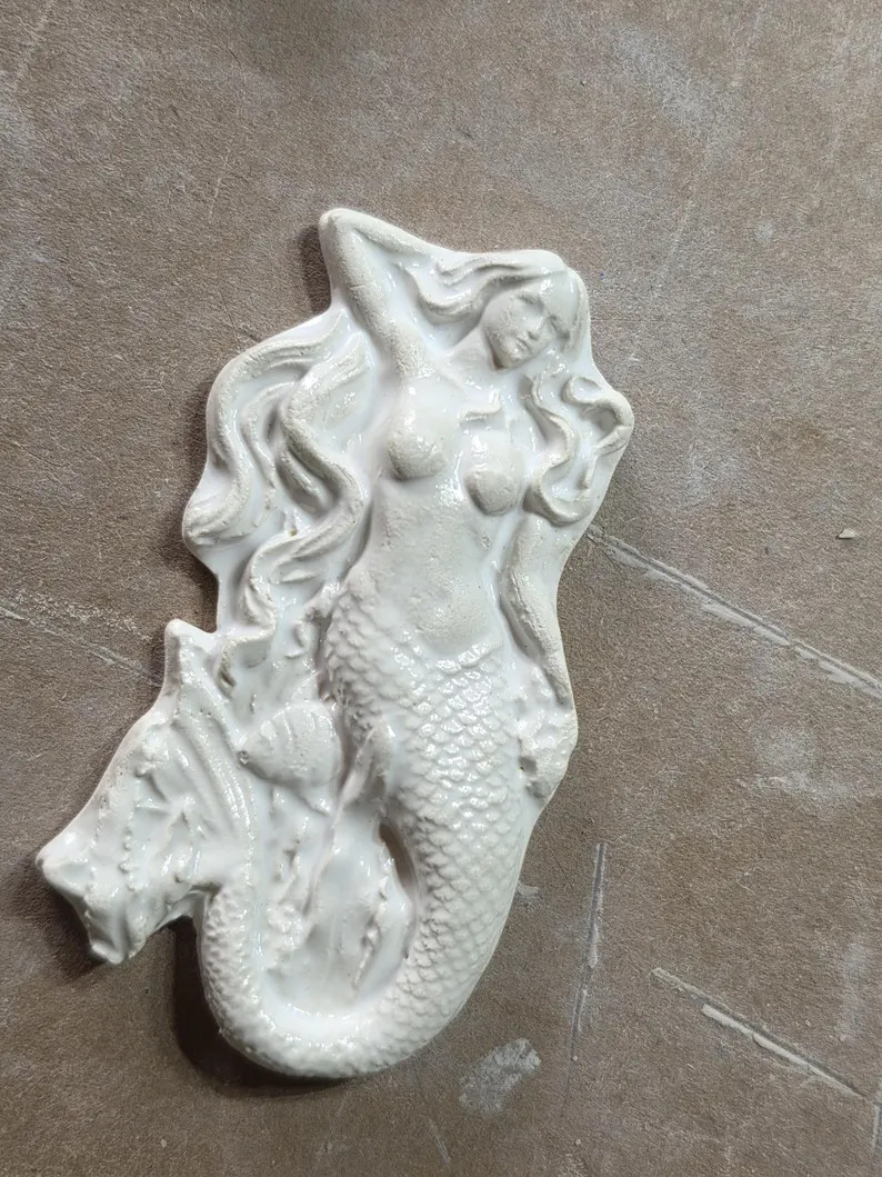Handmade Ceramic Mermaid Tile White 3 Inches Long - Etsy | Etsy (Global)